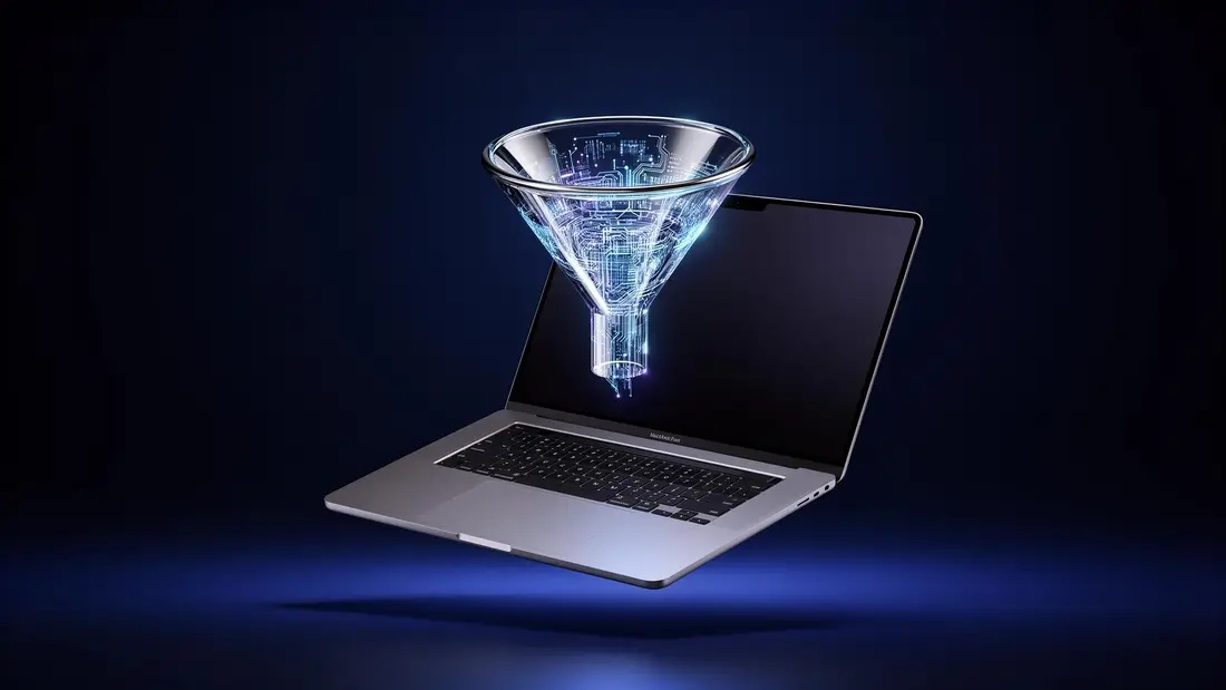 AI funnel system visualization